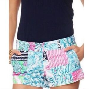 Lilly Pulitzer Pink and Blue Patchwork Women's Shorts